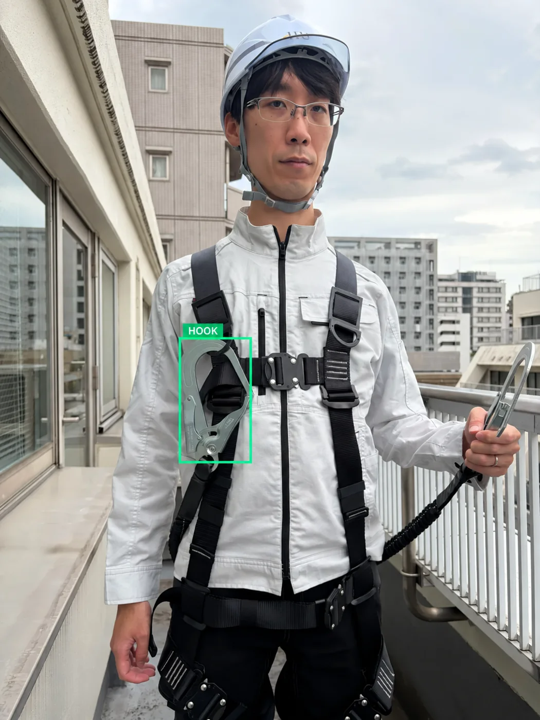 安全フックを使用している状態