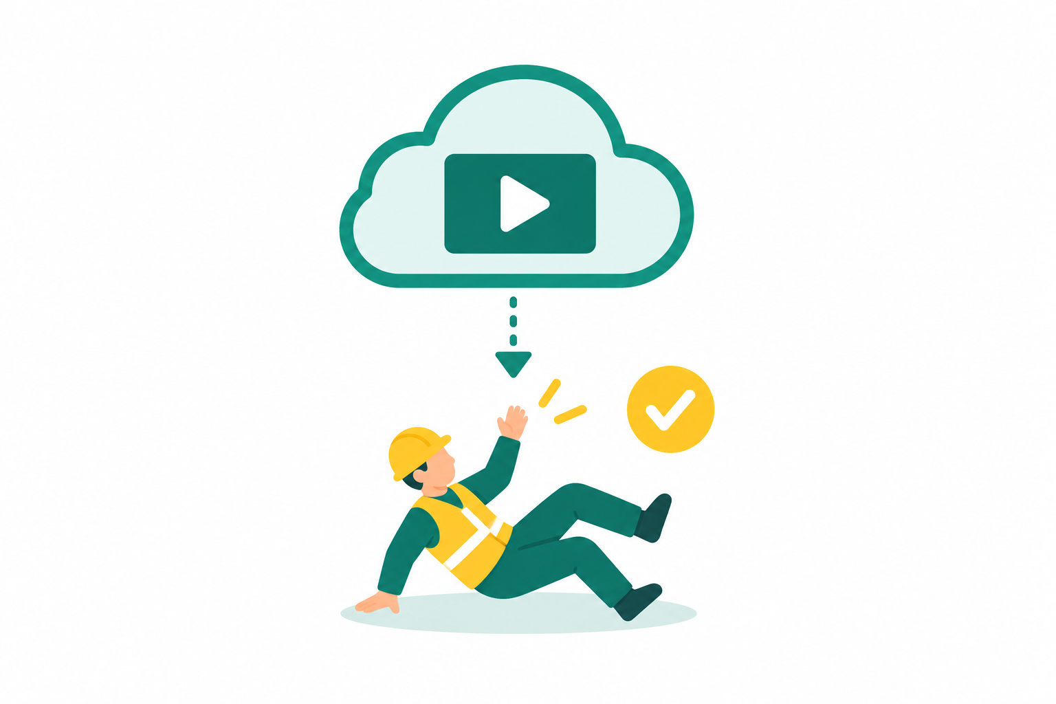 クラウドに検知動画を記録し安全指導に活用するイラスト