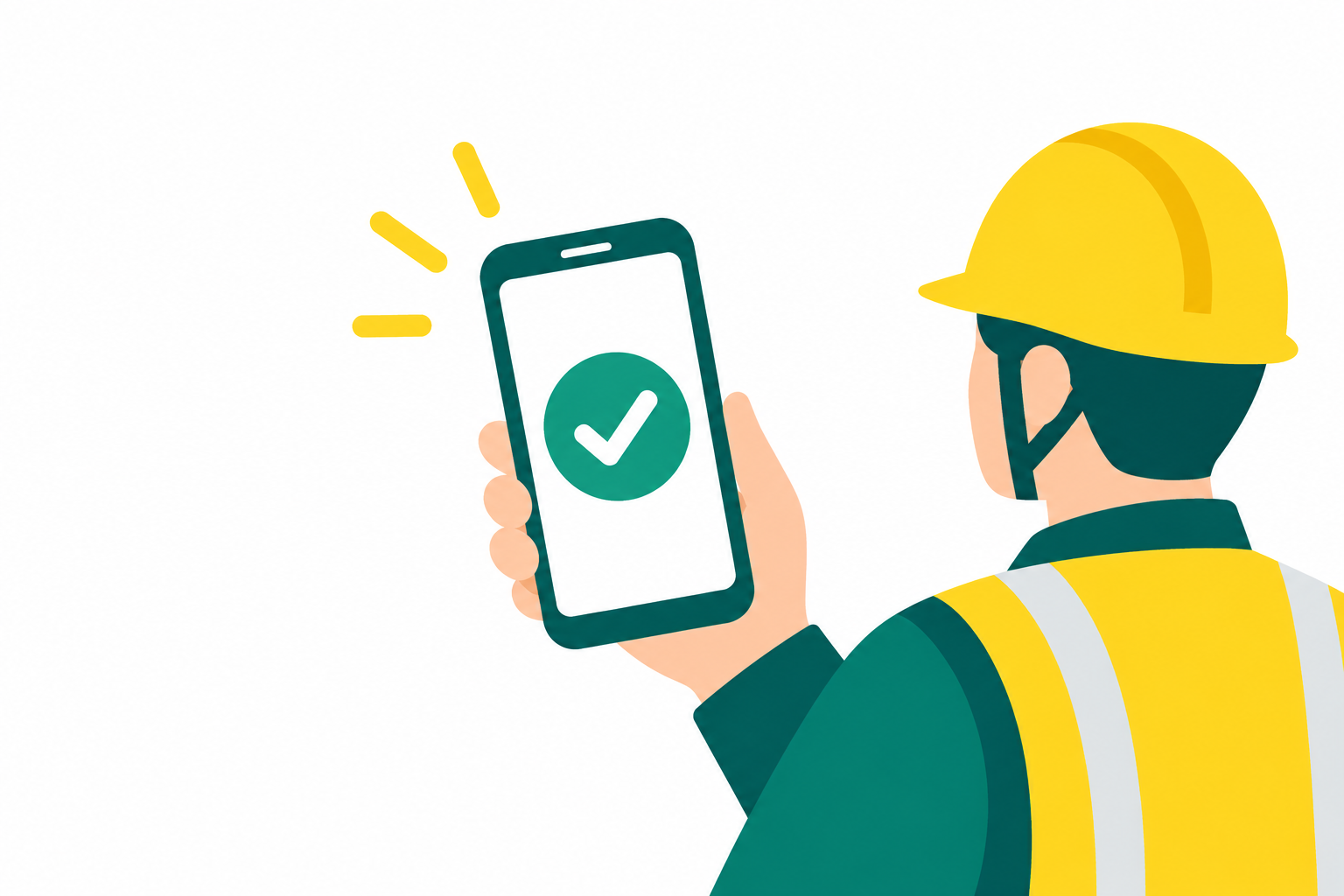 スマートフォンで現場のPoCを実施するイラスト